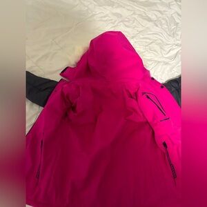 hot pink and black puffy ja